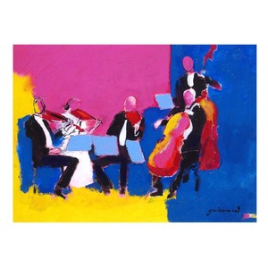 ポール・ギヤマン 「五重奏」 /キャンバスに油彩４号/ギャラリーためながシール有り/パリ国立美術学校に学ぶ/真作保証/ENCHANTE
