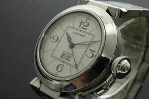 LVSP6-4-31 7T044-1 Cartier カルティエ 腕時計 2475 パシャC ビッグデイト 自動巻き 約106g メンズ シルバー 付属品付き 動作品 中古