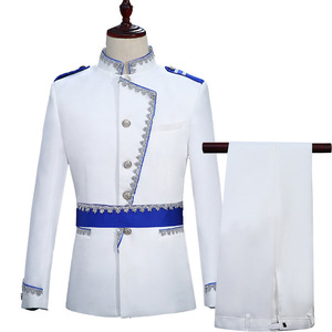 新品 上質4点セット 宮廷 コスプレ衣装 王子 ホワイト(白) タキシード ステージ衣装上着ズボン M L-2XL司会 演奏会発表会