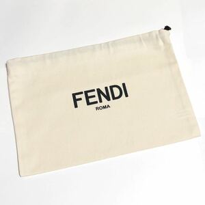 フェンディ「FENDI」長財布用保存袋 現行 (2163) 布袋 巾着袋 付属品 クリーム色 24.5×17.5cm 大きめ