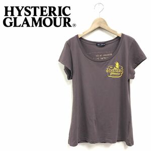 A158-R-S◆日本製 Hysteric Glamour ヒステリックグラマー 半袖Tシャツ◆サイズFREE レディース 婦人 トップス 春夏 プリント ブラウン