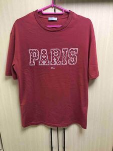 正規 18AW Dior Homme ディオールオム ディオール オム PARIS BEE パリ 蜂 ロゴ Tシャツ カットソー 赤 XXS