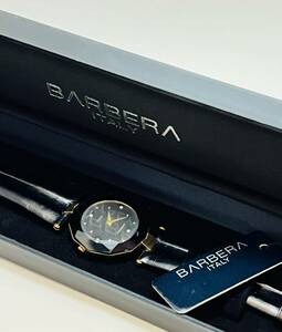 動作未確認　BARBERA 黒 ブラック 腕時計 カットガラス 18K GOLD PLATED No.3007 スイス　箱
