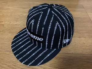 送料込み 希少サイズ 日本未発売 7 3/4 Supreme Text Stripe New Era Box Logo Cap 19ss シュプリーム テキスト ストライプ キャップ