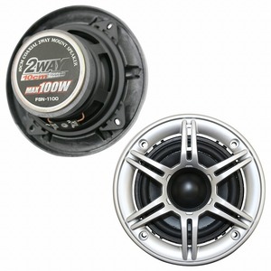 カースピーカー 120W 2WAY 100mm 10cm 2個 ブラック ドームツイーター メッシュグリル 2スピーカー