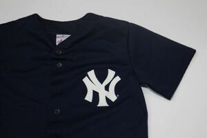 【古着GAME TOPSレアMAJESTIC MLBニューヨークヤンキースメッシュユニフォームTシャツ黒】マジェスティックメジャーリーグyankees