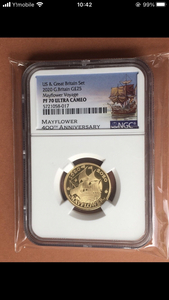 【最高鑑定】2020年　メイフラワー号　エリザベス2世 金貨 NGC PF70 アンティークコイン モダンコイン イギリスコイン 英国