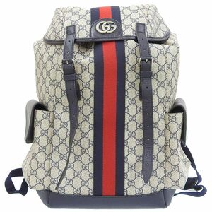 グッチ GUCCI オフィディア GGミディアム GGスプリーム バックパック レザー ベージュ ブルー 598140 中古 新入荷 GU0564