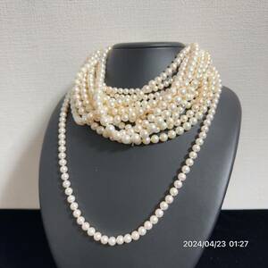 1000円〜　4 まとめ　美品　pearl パール　真珠 本真珠 バロック　約9mmサイズあり　ネックレス 13本セット　総重量約450g 送料無料　