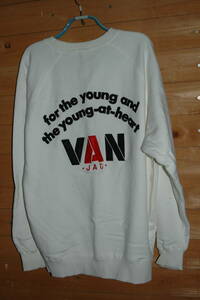 VAN JAC 吊り裏毛 スウェットシャツ サイズ:L デッド在庫の未使用品　送料:520円　検) バン メンズ トレーナー 白 綿100％ アーチロゴ