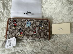 43 新品 COACH コーチ 長財布 ラウンドファスナー ディズニー コラボ C8578