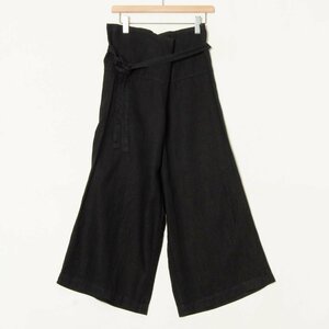 【1円スタート】美品 fog linen work フォグリネンワーク タイパンツ ボトムス 麻100％ ナチュラル カジュアル 春夏 ブラック 黒 無地