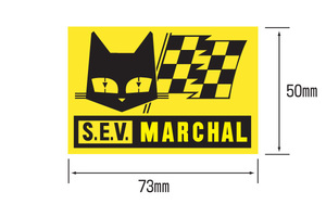 マーシャル　ステッカー　フラッグ四角　黄色　大　幅100mm×高さ74mm　バイク　旧車　猫　デカール　7022