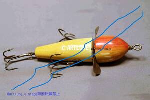 VINTAGE WOODEN LURE HEDDON ROTERY HEAD （4035-387　）USA MADE #OLDLURE #ARTLURE_VINTAGE ＃ヴィンテージルアー