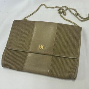 【中古 送料込】HANAE MORI（ハナエモリ）森英恵 クラッチバッグ ショルダーバッグ ブラウン系 サイズ約26×20cm◆M0579