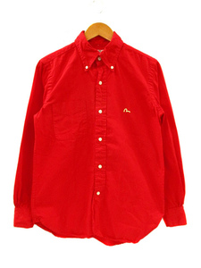 エヴィス EVISU ボタンダウンシャツ 長袖シャツ カモメ レッド 赤 38 メンズ