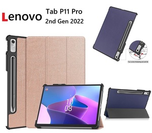 Lenovo Tab P11 Pro 11.2インチ 2nd Gen2022用 PU革 スマート カバー ケース 三つ折り スタンド機能 自動休眠機能 灰