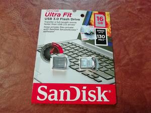 SanDisk Ultra Fit サンディスクCZ43 16GB USB 3.0 フラッシュドライブ130MB(1)【5A】