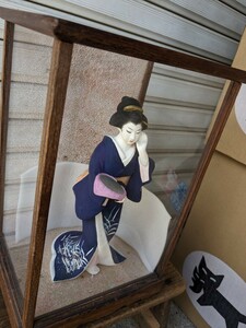 日本人形　美人画　着物美女　　古い　　アンテーク　　高さケース35センチ　　着物　