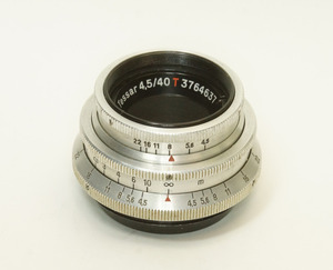 ドイツ製 Carl Zeiss Jena Tessar 4.5/40 M42 4N-637 絞羽10枚 Red T Q1 パンケーキ 1950年代