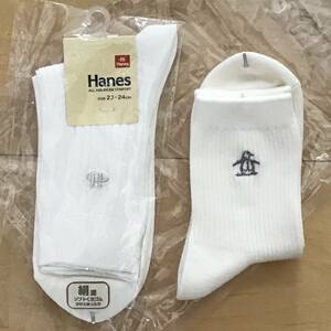 新品 ★ 靴下 レディース ソックス 白 ホワイト Hanes ヘインズ ソックス 22cm～24cm ★ おまけ付き