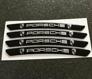 ポルシェ Porsche リムステッカー ホイールリム エンブレム 車 バイク カイエン ケイマン パナメーラ 3Dシール ブラック