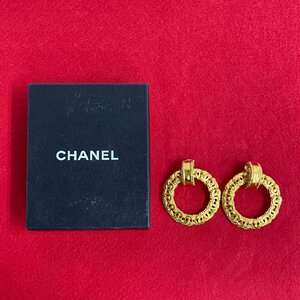 ほぼ未使用 箱付 コメあり CHANEL シャネル ヴィンテージ 96A ココマーク サークル ロゴ モチーフ イヤリング アクセサリー ゴールド 24002