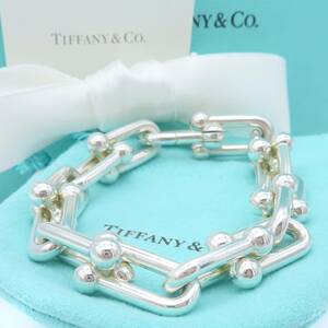 【送料無料】 希少 美品 Tiffany&Co. ティファニー ハードウェア ラージ リンク シルバー ブレスレット Ag925 SV OS69