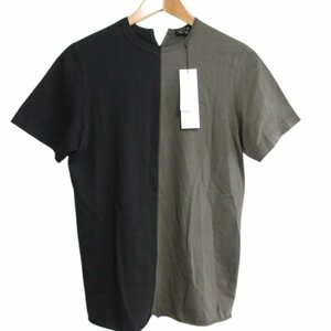 未使用 23SS pas de calais パドカレ 半袖 クルーネック ハーフガサット天竺 バイカラーTシャツ カットソー 36 カーキ×ブラック ◆