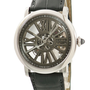 【3年保証】 カルティエ ロトンド ドゥ カルティエ GMT WHRO0052 プラチナ無垢 スケルトン ローマン 限定15本 自動巻き メンズ 腕時計