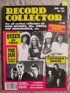 【Record Collector】1992年6月 Vol.154、Queen、Jam、Crowded House、Robert Wyatt、Kevin Ayers