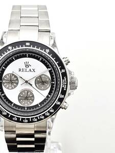 【即決大特価】RELAX リラックス 王冠ロゴ D6-S ヴィンテージカスタム腕時計 世界で最も人気のポール・ニューマン腕時計 白文字盤 世田谷