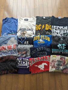 古着 Tシャツまとめ売り16枚　Ｌ11枚　XL4枚　freeサイズ1枚、バンドT、カレッジT、 シングルステッチビンテージT含む　ロゴ、プリントT