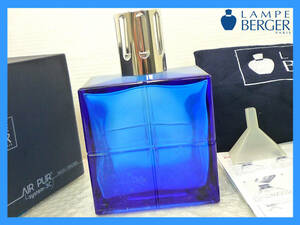 ランプベルジェ キューブ 青 ブルー Cube 高級アロマランプ エンブレム フランス製 ガラス 芳香器 箱 ロート Lampe Berger 未使用 必見_C1