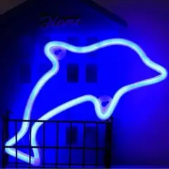 ネオンライト　LED イルカ　ブルー　飾り　インテリア　看板　インスタ映え