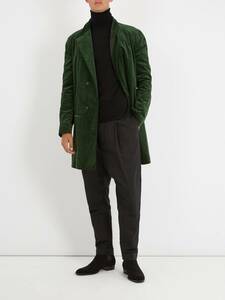 新品 ★ ハイダー アッカーマン HAIDER ACKERMANN シングルブレスト ベルベット コート（52) ダークグリーン ★ カッコいい ☆ 定価28万