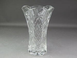 花瓶　カットガラス　フラワーベース　花器　レトロ　【kk202107017】（0000）