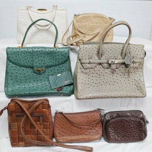 オーストリッチ Ostrich エキゾチックレザー ショルダーバッグ Bags ハンドバッグ 2way JRAタグ付きあり Tags 台形 クロシェット カデナ 鍵