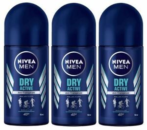 送料込 3本セット NIVEA MEN ニベア メン デオドラント ロールオン Dry & Active 48H 50ml