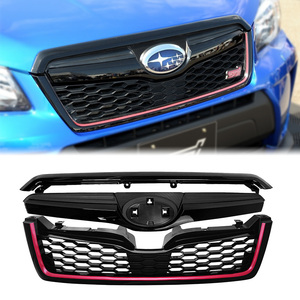 13-18 SUBARU FORESTER SJ STI-STYLE フロントグリルキット GLOSS BLACK W. RED STRIP)