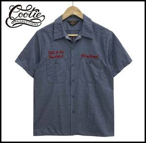 COOTIE クーティー GLORY BOUND WORK SHIRT S/S ロゴ 両面 刺繍 半袖 オープンカラー ワーク シャツ カットソー グレー M