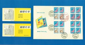 ■1718　FDC　松屋版　特別カバー　郵便切手帳2種を1枚に貼った珍しい作品　美品力作です　〒2