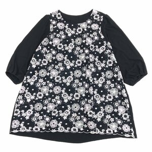 Fitme Moi フィットミーモア レース切替 チュニック ワンピース ELL(3XL) 黒 ブラック 日本製 4L ゆったり 大きい 国内正規品 女性用