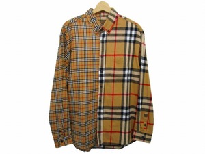 バーバリー ロンドン BURBERRY LONDON 18AW × ゴーシャラブチンスキー ノバチェック フランネルシャツ 長袖 ウール ベージュ系 L ■GY14