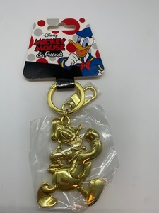 「タグ付き」ディズニー ドナルドダック キーホルダー ゴールド 金色　Disney Donald Duck Pewter Keyring Gold