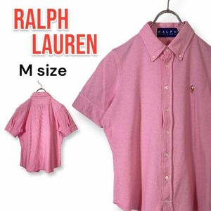Ralph Lauren ラルフローレン 半袖シャツ Mサイズ レディース インパクト21 ピンク BD ボタンダウン
