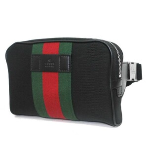 グッチ GUCCI キャンバス ウェビングライン ベルトバッグ ウエストポーチ 630919 KWTKN 8251 (ブラック) メンズ アウトレット 