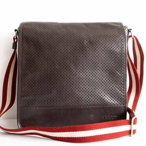 【美品】BALLY 【パンチング レザー ショルダーバッグ】ブラウン バリー 2404402