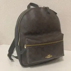 美品⭐︎【COACH】リュック★　PVCレザー　レディース　シグネチャー柄　茶