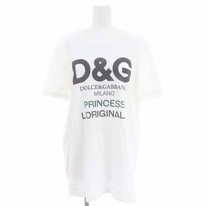 ドルチェ&ガッバーナ ドルガバ DOLCE&GABBANA Tシャツ カットソー 半袖 ロゴプリント 42 XL 白 ホワイト /AT ■OS レディース